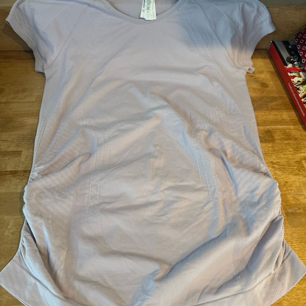 Athleta Gray Ruched Cap Sleeve Tee